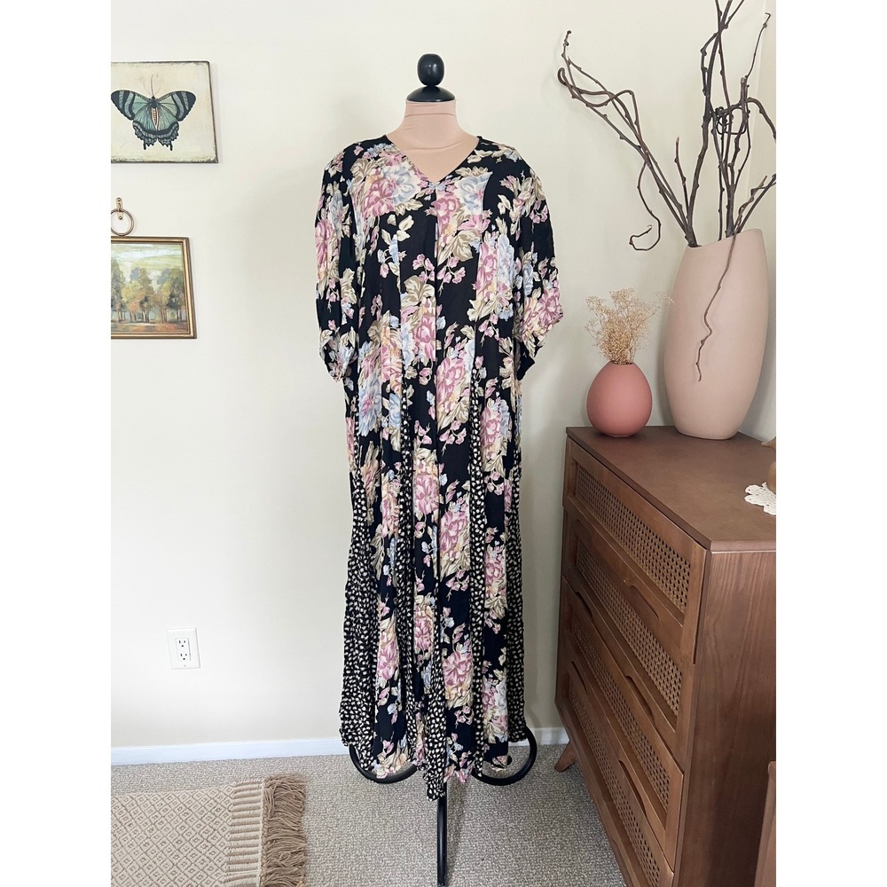 Vintage 90s Floral‎ Patchwork Maxi Dress